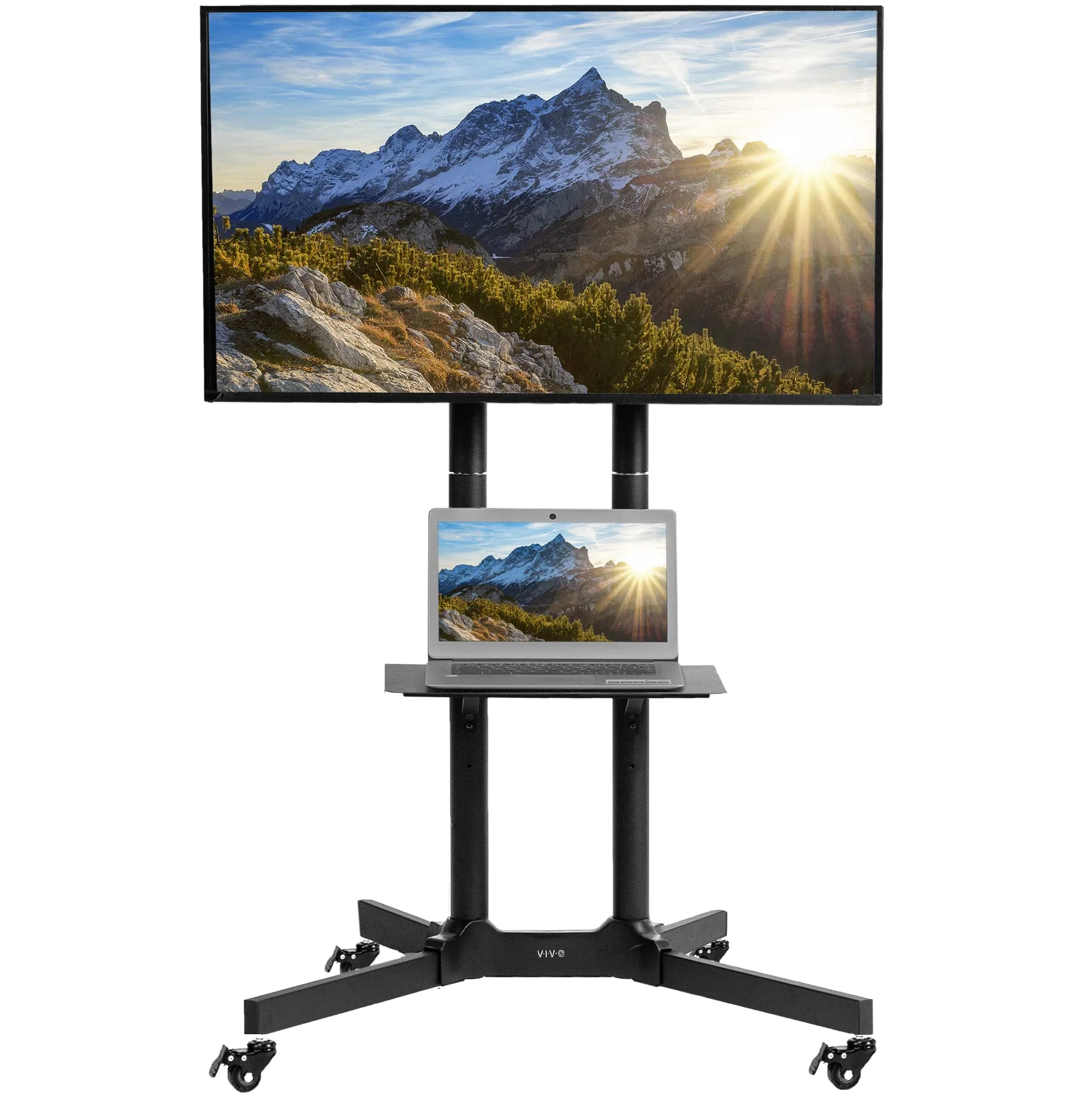 VIVO Mobile TV Cart for 32-83" Screens, 110 lbs Capacity, Adjustable Height & Tilt, with Utility Shelf