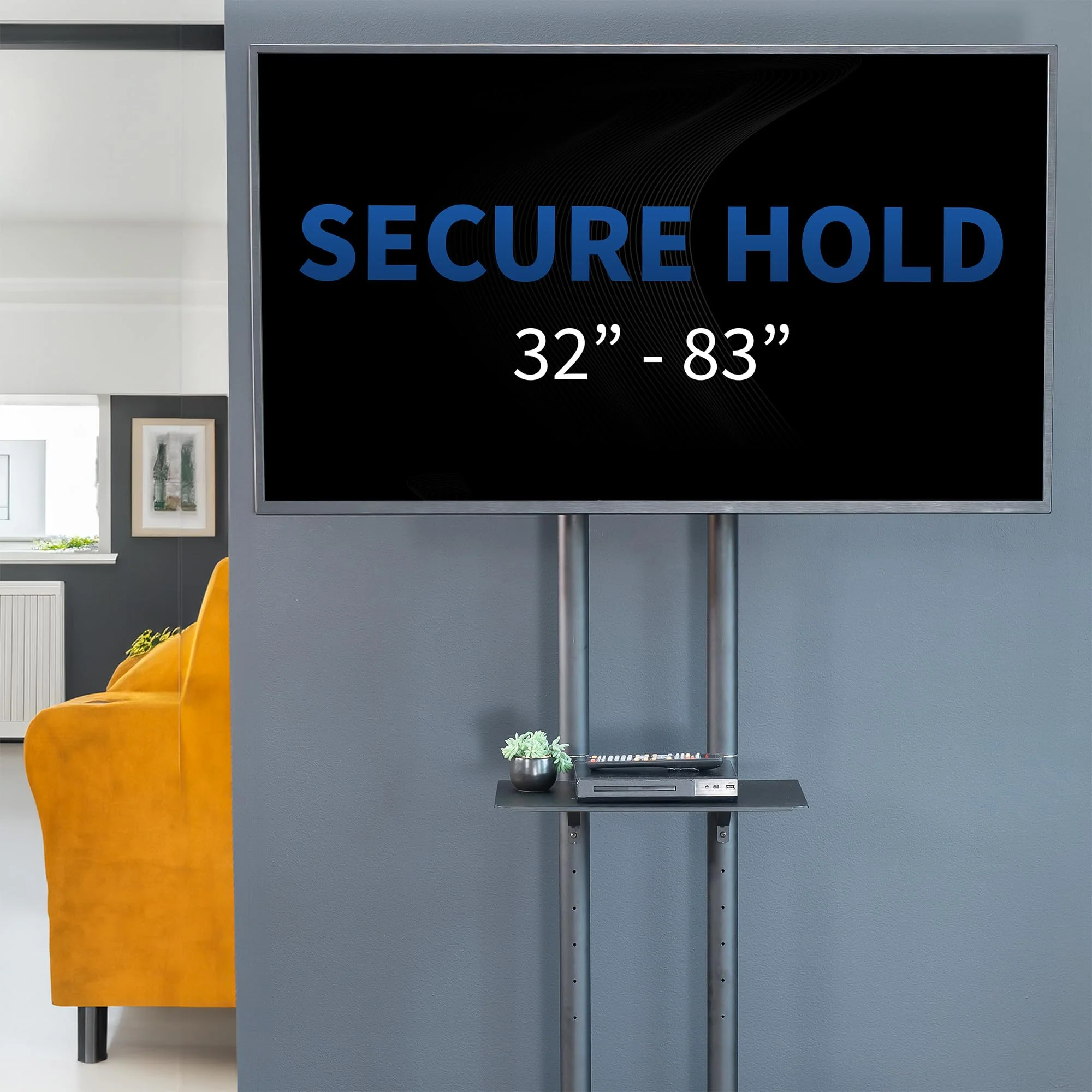 VIVO Mobile TV Cart for 32-83" Screens, Adjustable Height & Tilt, with Utility Shelf