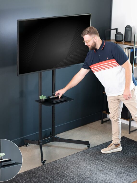 VIVO Mobile TV Cart for 32-83" Screens, Adjustable Height & Tilt, with Utility Shelf