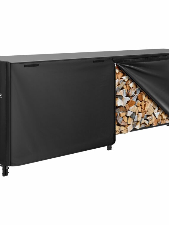 VIVOHOME 8ft Heavy Duty Firewood Log Rack with Cover, Weather Resistant Steel, 1/2 Cord Capacity