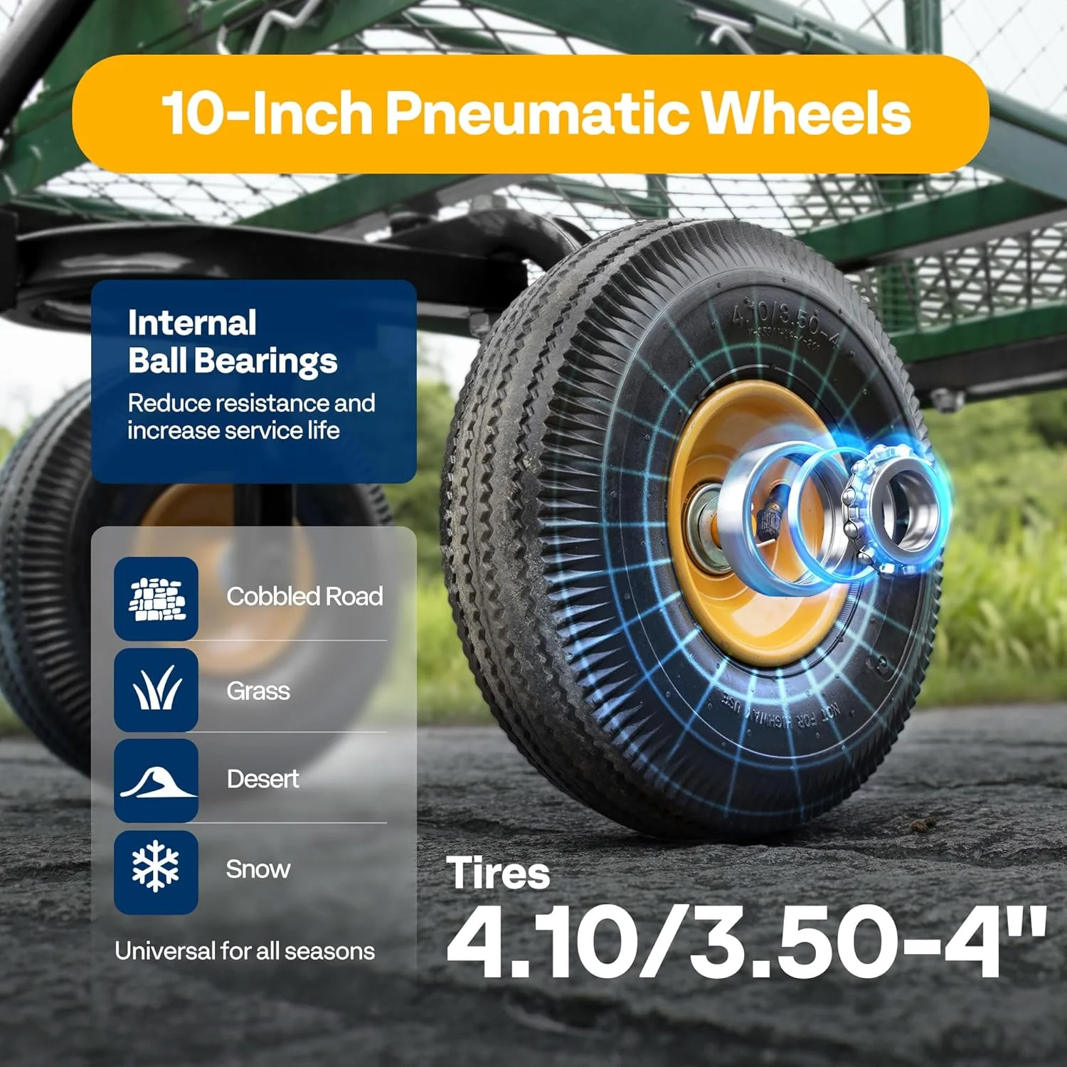 VIVOHOME Heavy Duty Mesh Steel Garden Cart, 880 lbs Capacity, Noise Reduction Tires, Removable Sides