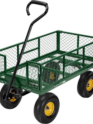 VIVOHOME Heavy Duty Mesh Steel Garden Cart, 880 lbs Capacity, Noise Reduction Tires, Removable Sides