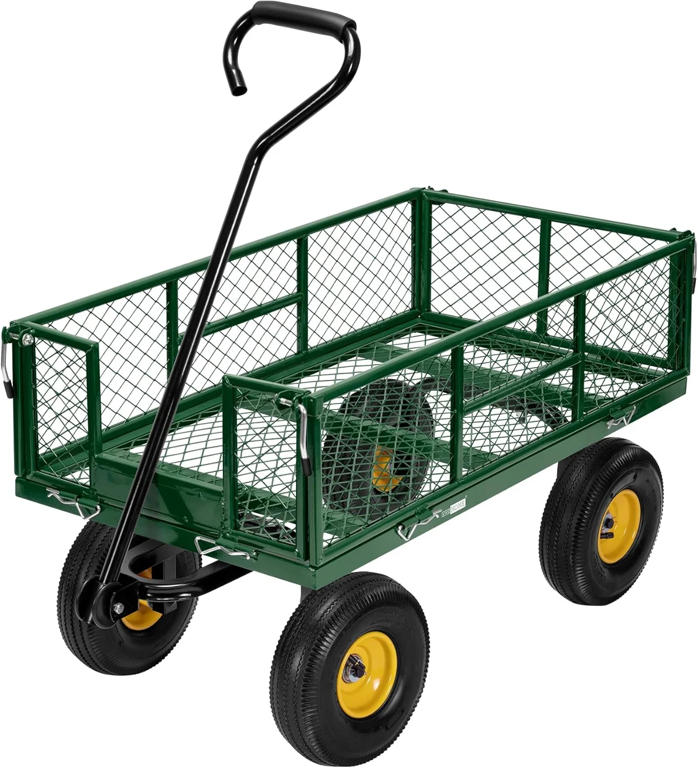 VIVOHOME Heavy Duty Mesh Steel Garden Cart, 880 lbs Capacity, Noise Reduction Tires, Removable Sides