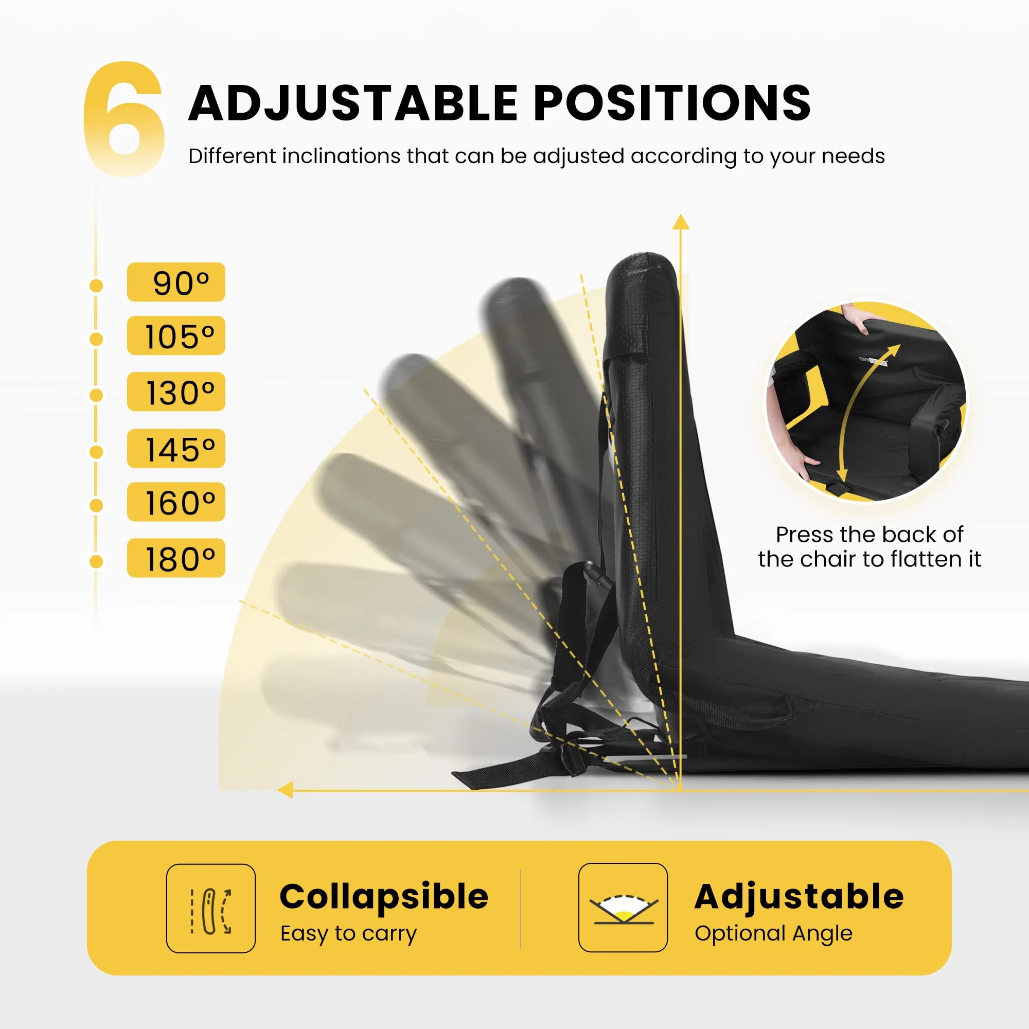 VIVOHOME Portable Reclining Stadium Seat with Adjustable Back & Armrests, 24.5" Wide, Lightweight & Water-Resistant for Bleachers