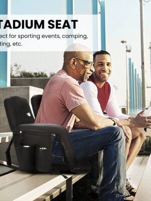 VIVOHOME Portable Reclining Stadium Seat with Adjustable Back & Armrests, 24.5″ Wide, Lightweight & Water-Resistant for Bleachers