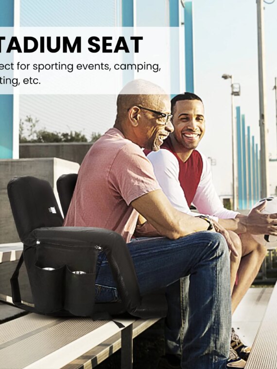 VIVOHOME Portable Reclining Stadium Seat with Adjustable Back & Armrests, 24.5" Wide, Lightweight & Water-Resistant for Bleachers