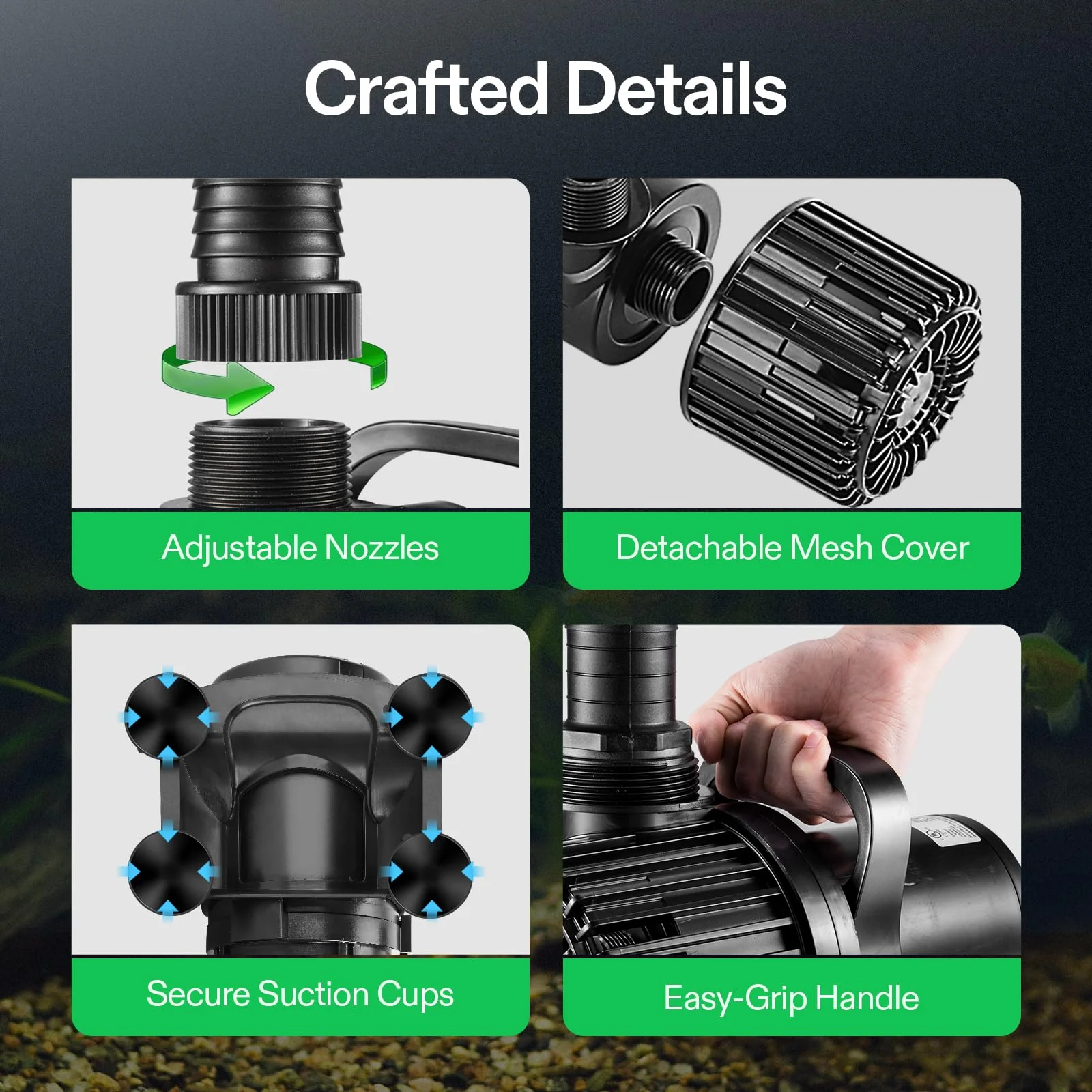 VIVOSUN 1600 GPH Quiet Submersible Water Pump, Energy Efficient, High Lift, Durable, for Ponds & Fountains