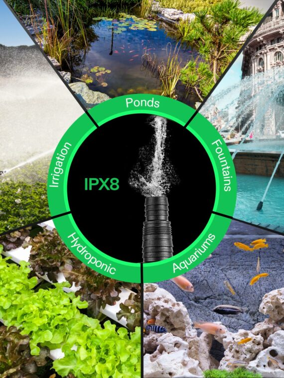 VIVOSUN 1600 GPH Quiet Submersible Water Pump, Energy Efficient, High Lift, Durable, for Ponds & Fountains