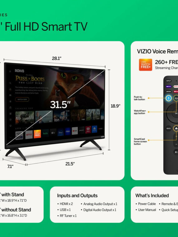 VIZIO 32" D-Series FHD LED Smart TV with Voice Remote & Gaming Features