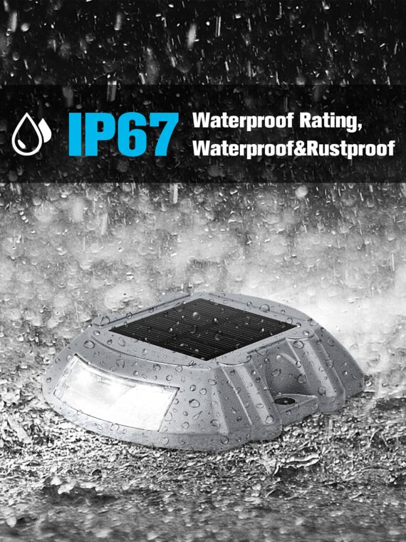 Volisun 12-Pack Solar Deck & Driveway Lights, Waterproof IP67, 6 LED, Heavy-Duty, Easy Install