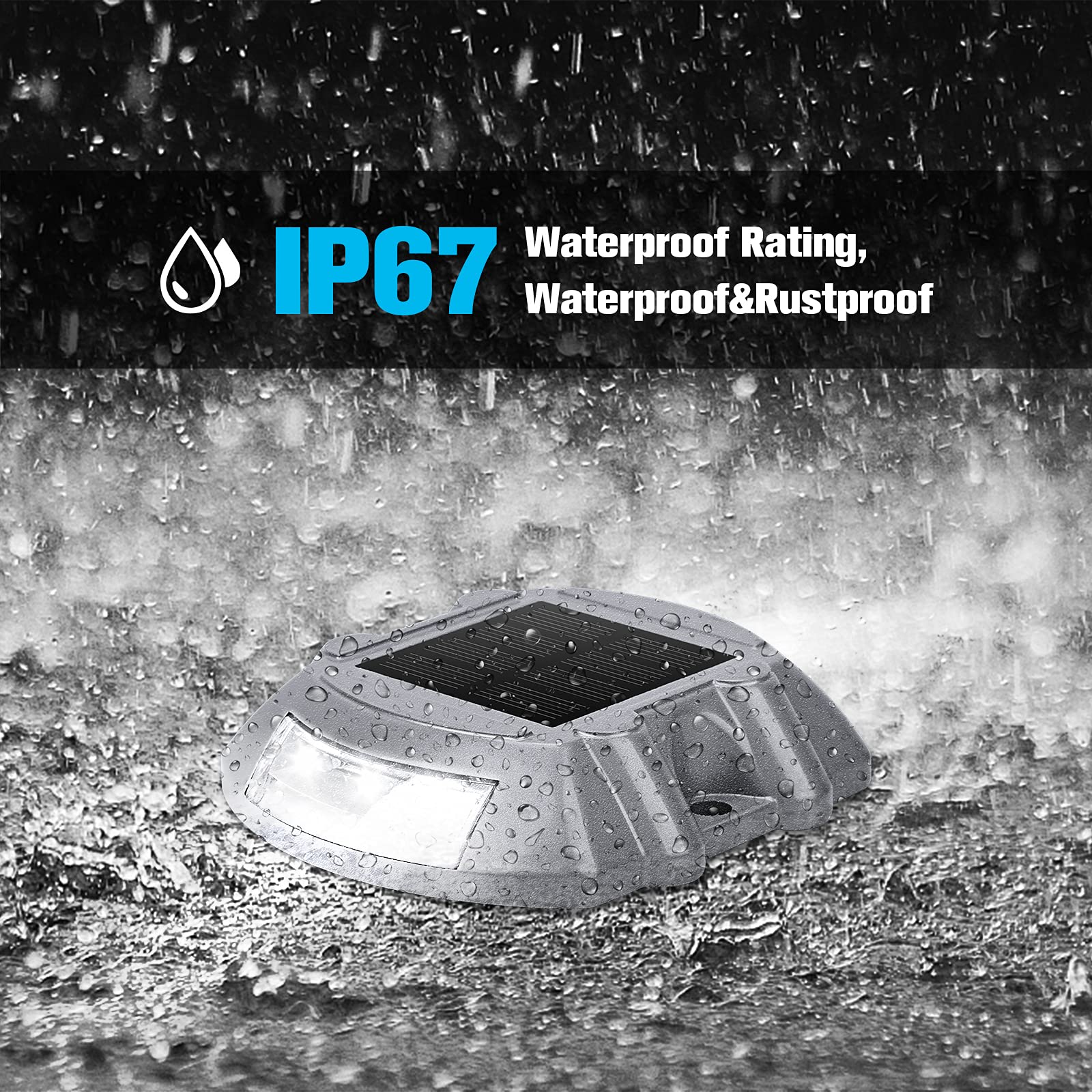 Volisun 12-Pack Solar Deck & Driveway Lights, Waterproof IP67, 6 LED, Heavy-Duty, Easy Install