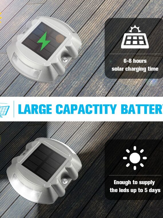 Volisun 12-Pack Solar Deck & Driveway Lights, Waterproof IP67, 6 LED, Heavy-Duty, Easy Install