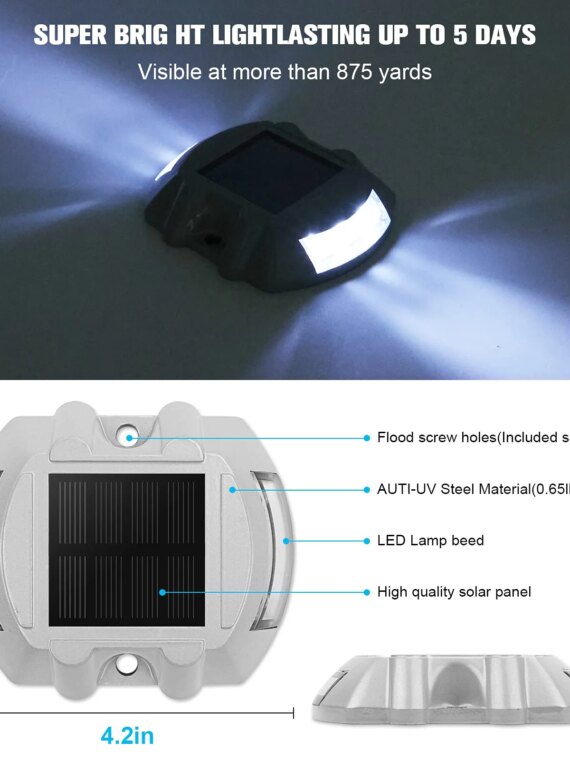 Volisun 12-Pack Solar Deck & Driveway Lights, Waterproof IP67, 6 LED, Heavy-Duty, Easy Install