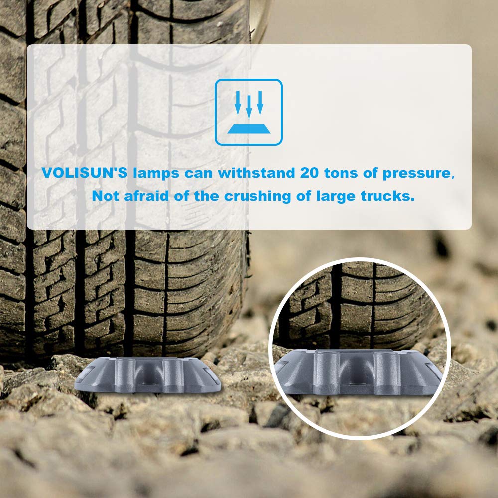 Volisun 12-Pack Solar Deck & Driveway Lights, Waterproof IP67, 6 LED, Heavy-Duty, Easy Install