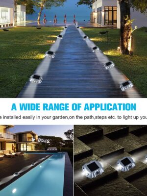 Volisun 12-Pack Solar Deck & Driveway Lights, Waterproof IP67, 6 LED, Heavy-Duty, Easy Install