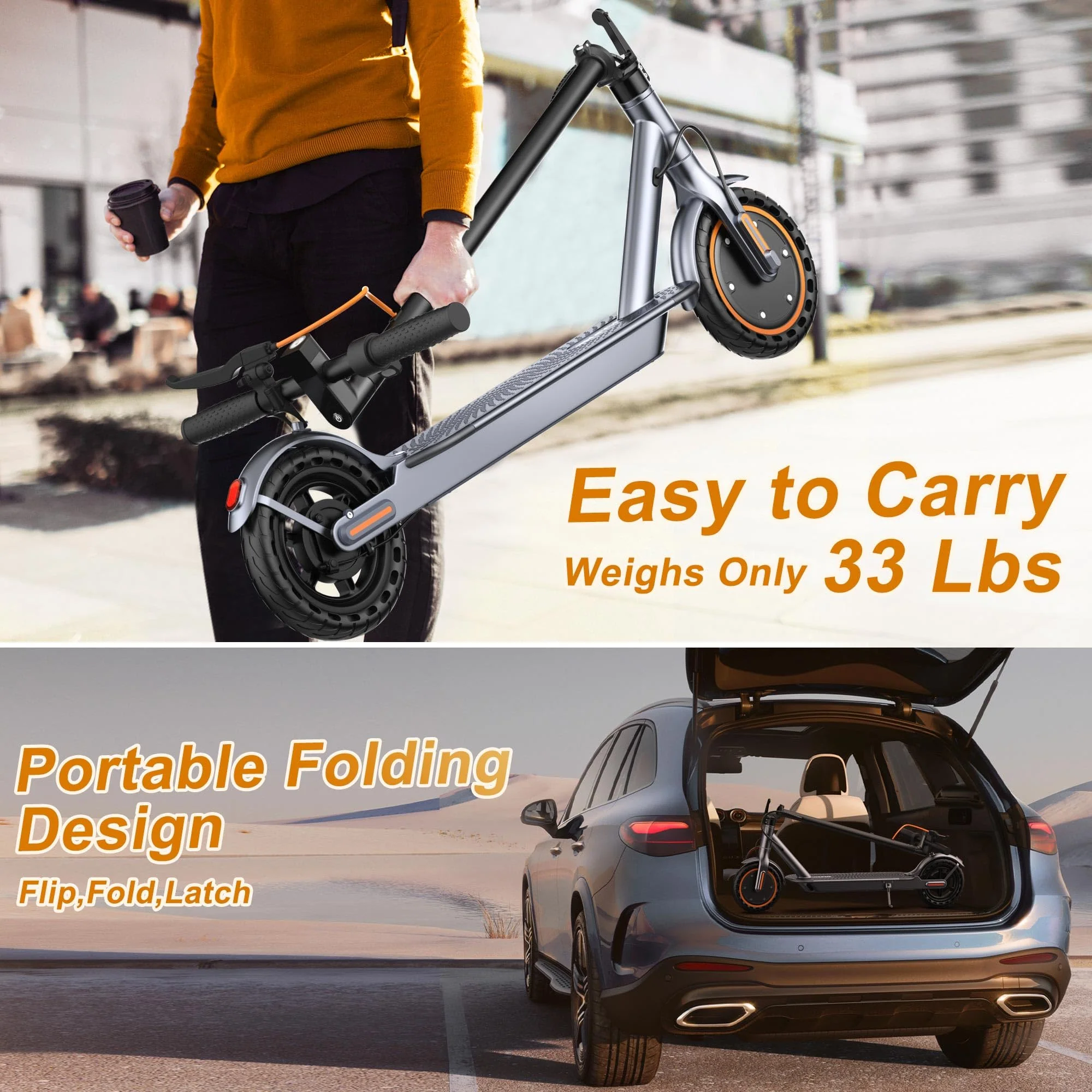 VOLPAM SP03 Folding Electric Scooter, 350W Motor, 19 MPH, 21-Mile Range, App Control, Solid Tires, UL2272 Certified