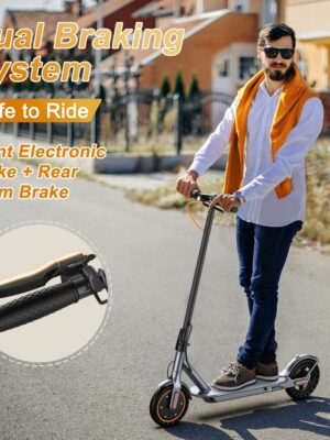 VOLPAM SP03 Folding Electric Scooter, 350W Motor, 19 MPH, 21-Mile Range, App Control, Solid Tires, UL2272 Certified