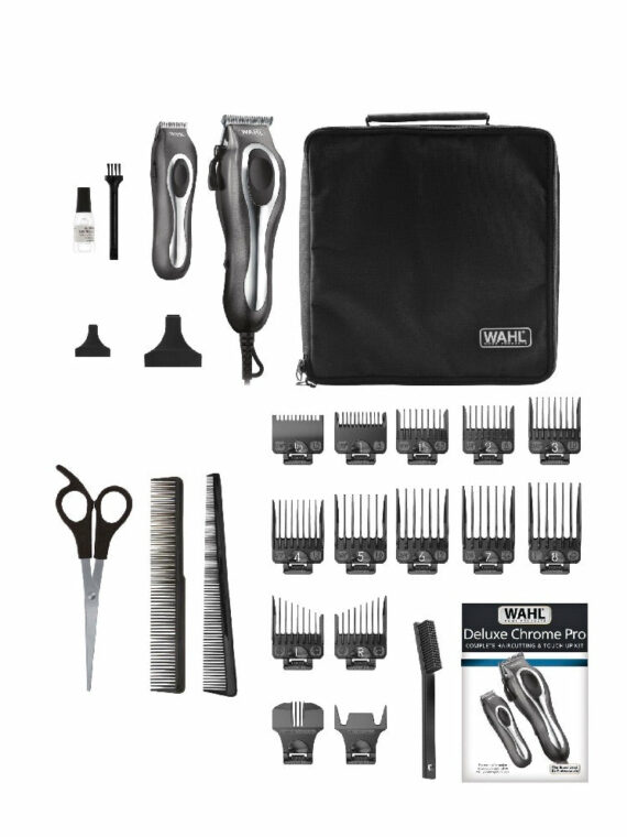 Wahl Deluxe Chrome Pro Hair Clipper & Trimmer Kit, 25-Piece Set