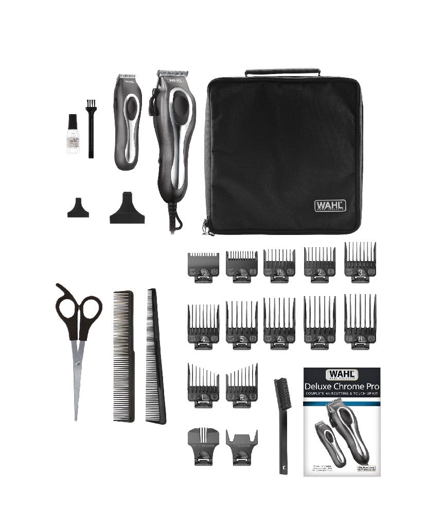 Wahl Deluxe Chrome Pro Hair Clipper & Trimmer Kit, 25-Piece Set