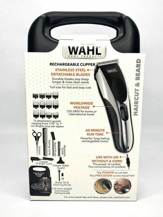 Wahl Haircut & Beard Clippers Kit, Cordless/Cord, 22 Pieces, Stainless Steel Blades, 60 Min Run Time