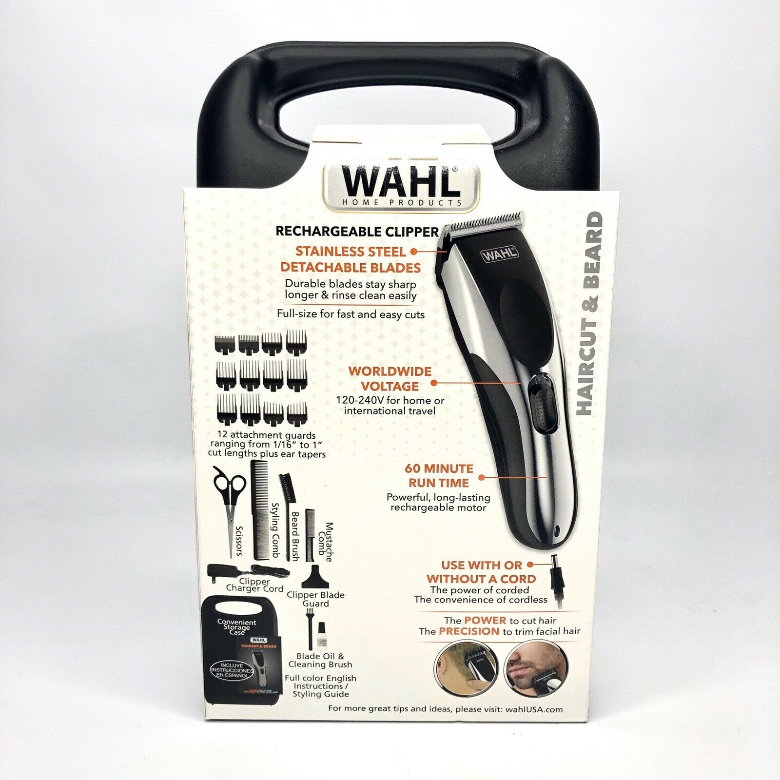 Wahl Haircut & Beard Clippers Kit, Cordless/Cord, 22 Pieces, Stainless Steel Blades, 60 Min Run Time