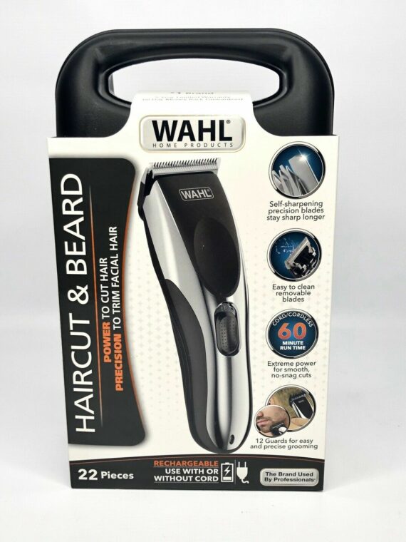 Wahl Haircut & Beard Clippers Kit, Cordless/Cord, 22 Pieces, Stainless Steel Blades, 60 Min Run Time