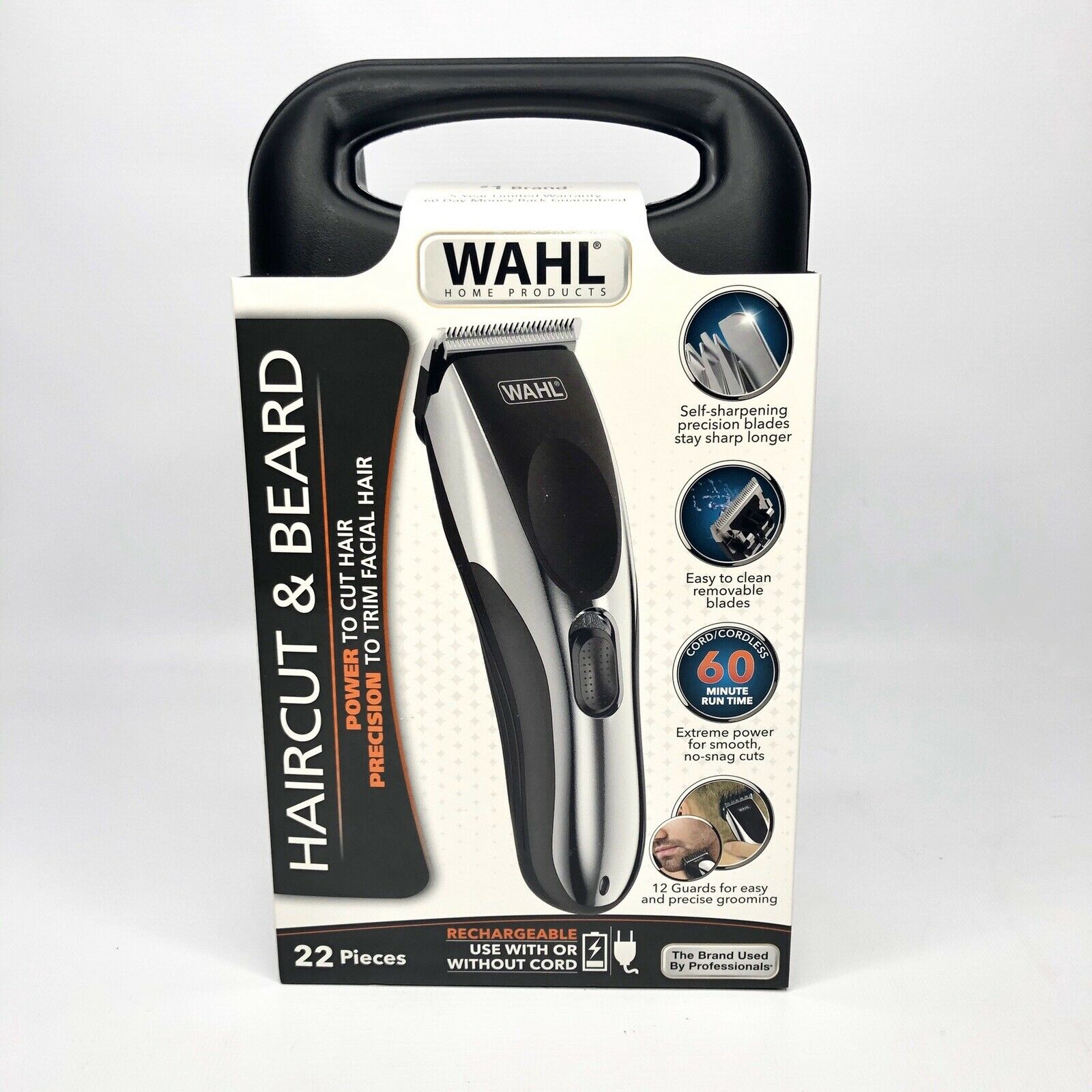 Wahl Haircut & Beard Clippers Kit, Cordless/Cord, 22 Pieces, Stainless Steel Blades, 60 Min Run Time