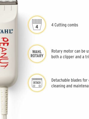 Wahl Professional Classic White Peanut Beard Trimmer & Hair Clipper Kit with 4 Guide Combs