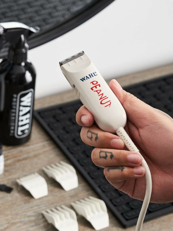 Wahl Professional Classic White Peanut Beard Trimmer & Hair Clipper Kit with 4 Guide Combs