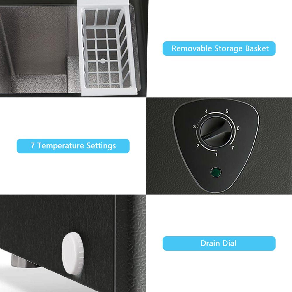 Wanai 3.5 Cu Ft Chest Freezer, Black, Energy-Efficient with Removable Basket and Adjustable Temp Control