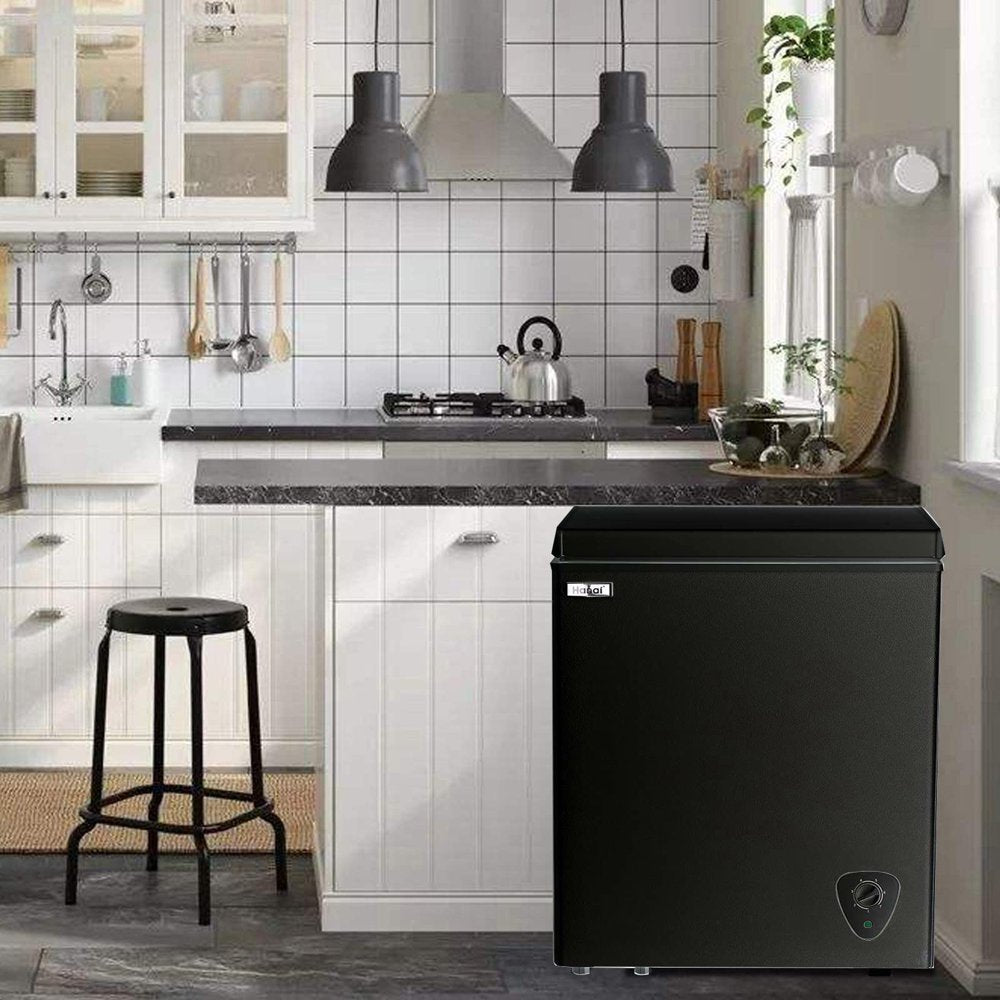Wanai 3.5 Cu Ft Chest Freezer, Black, Energy-Efficient with Removable Basket and Adjustable Temp Control