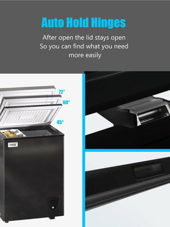 Wanai 3.5 Cu Ft Chest Freezer, Black, Energy-Efficient with Removable Basket and Adjustable Temp Control