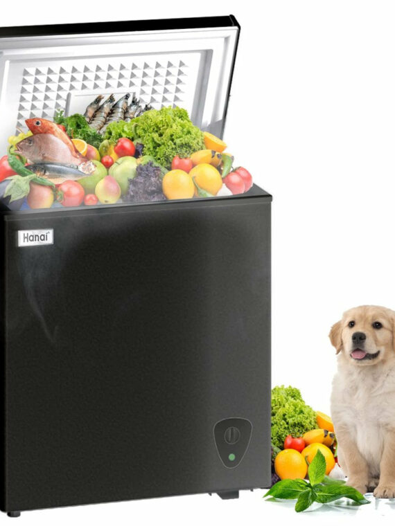 Wanai 3.5 Cu Ft Chest Freezer, Black, Energy-Efficient with Removable Basket and Adjustable Temp Control