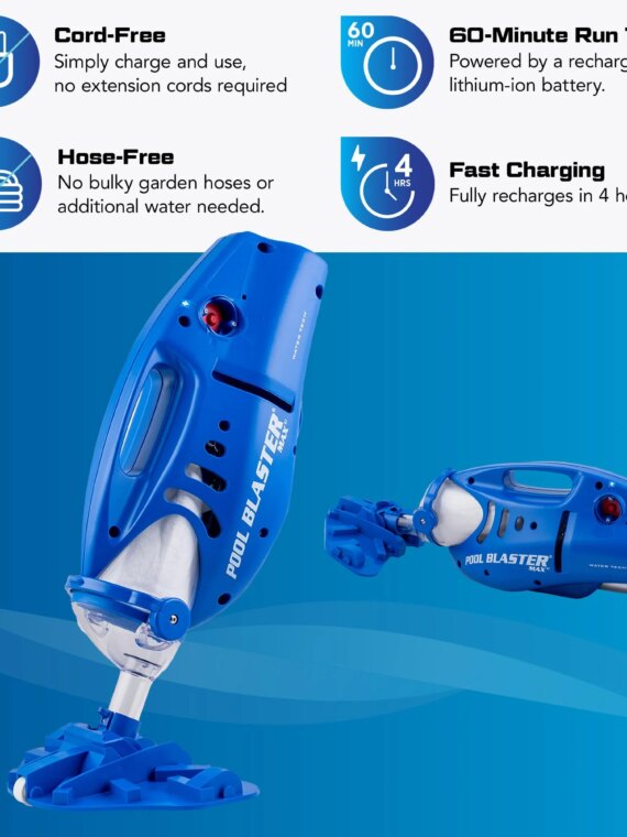 Water Tech Pool Blaster Max Li Cordless Pool Vacuum, Rechargeable, Powerful Suction, Large Debris Chamber, for In-ground & Above-ground Pools