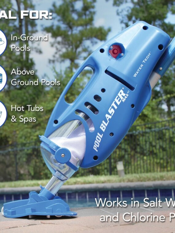 Water Tech Pool Blaster Max Li Cordless Pool Vacuum, Rechargeable, Powerful Suction, Large Debris Chamber, for In-ground & Above-ground Pools