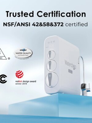 Waterdrop G3 Tankless Reverse Osmosis System, 8-Stage Filtration, NSF Certified, Smart Display Faucet, 600 GPD Capacity