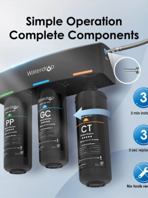 Waterdrop Under Sink Water Filter System, 8-Stage Filtration, Reduces PFAS, Chlorine, Heavy Metals, IAPMO Certified, Easy DIY Install, Long-Lasting Filters