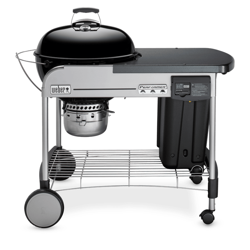 Weber Performer Deluxe 22" Charcoal Grill, Black - Touch-N-Go Ignition, Hinged Grate, Built-in Timer, 363 sq in Cooking Area