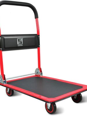 Wellmax Foldable Push Cart Dolly - 330 lbs Capacity, 360° Swivel Wheels, Non-Slip Platform, Hand Truck for Moving & Storage