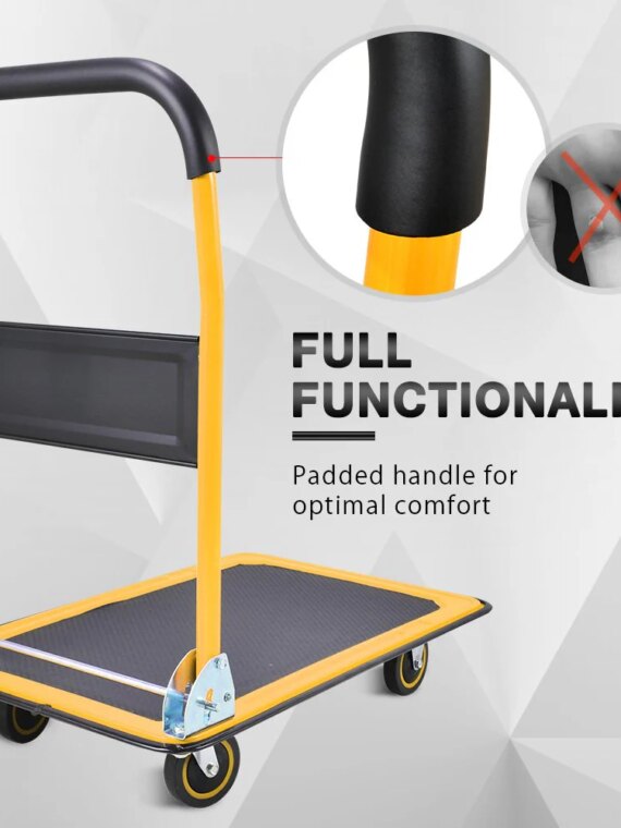 Wellmax Foldable Push Cart Dolly - 330 lbs Capacity, Heavy-Duty Hand Truck with Swivel Wheels