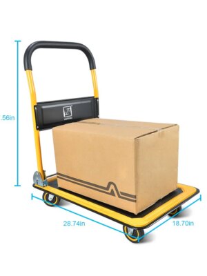 Wellmax Foldable Push Cart Dolly – 330 lbs Capacity, Heavy-Duty Hand Truck with Swivel Wheels