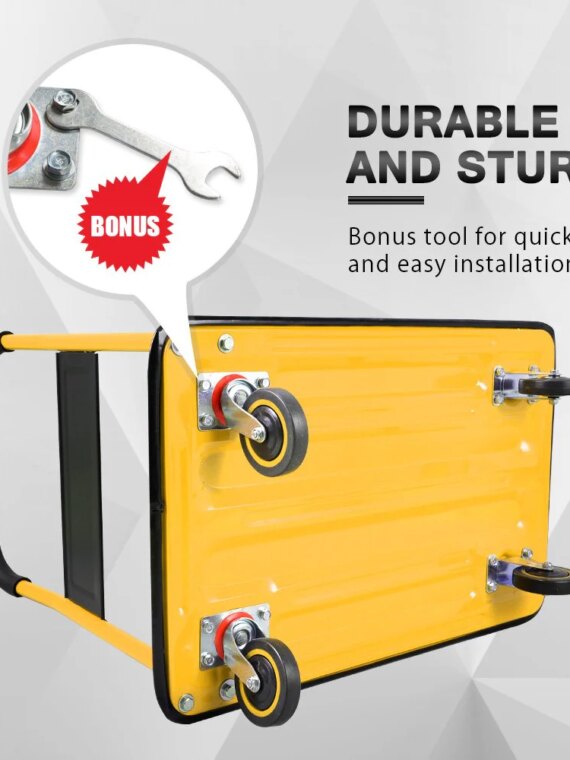 Wellmax Foldable Push Cart Dolly - 330 lbs Capacity, Heavy-Duty Hand Truck with Swivel Wheels