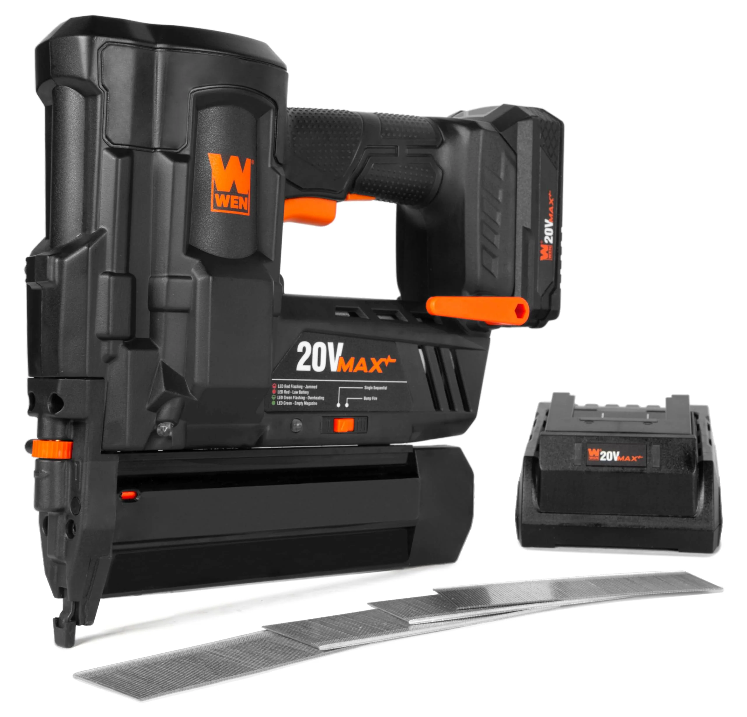 WEN 20V Max Cordless 18-Gauge Brad Nailer Kit with 2.0Ah Battery & Charger