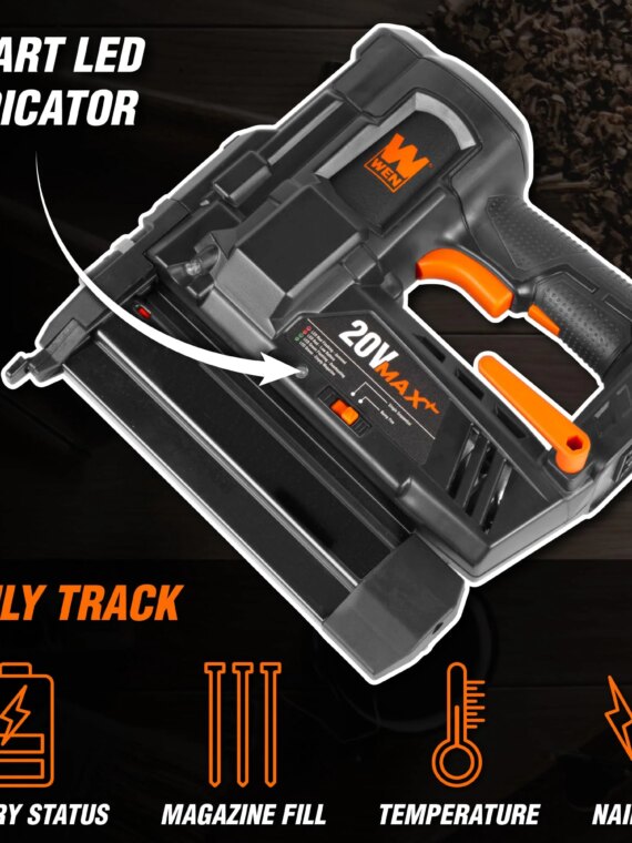 WEN 20V Max Cordless 18-Gauge Brad Nailer Kit with 2.0Ah Battery & Charger