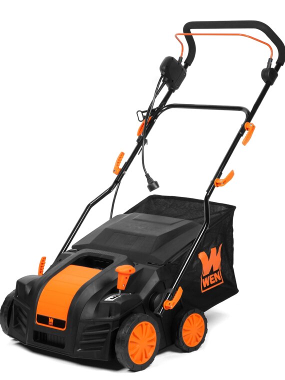 WEN Electric Dethatcher & Scarifier, 16-Inch, 15-Amp, 5-Position Height, 24 Steel Tines, 20-Blade Scarifying, with Collection Bag