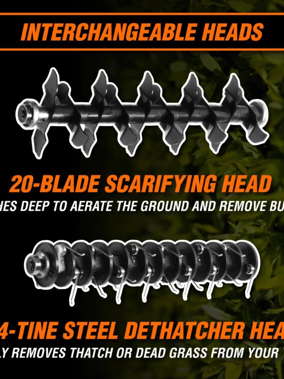 WEN Electric Dethatcher & Scarifier, 16-Inch, 15-Amp, 5-Position Height, 24 Steel Tines, 20-Blade Scarifying, with Collection Bag