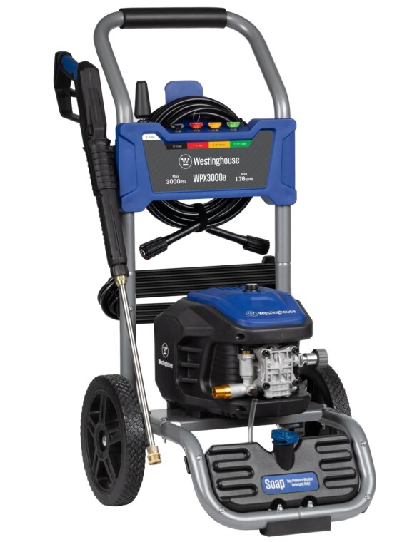 Westinghouse WPX3000E Electric Pressure Washer, 3000 PSI, 1.76 GPM, 25' Hose, 5 Nozzles, Soap Tank, Heavy-Duty Frame