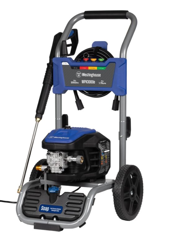 Westinghouse WPX3000E Electric Pressure Washer, 3000 PSI, 1.76 GPM, 25' Hose, 5 Nozzles, Soap Tank, Heavy-Duty Frame