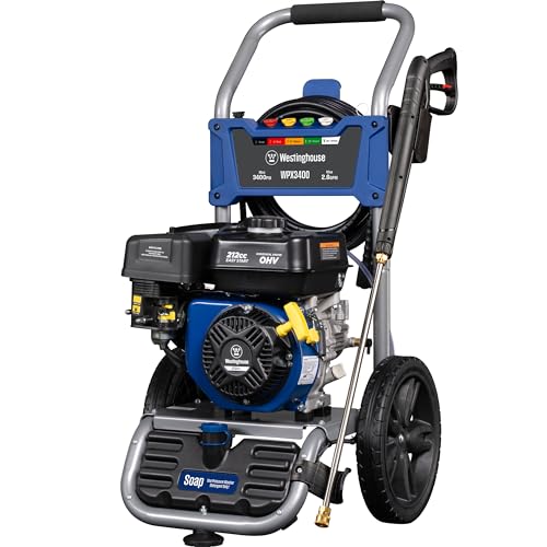 Westinghouse WPX3400 Gas Pressure Washer, 3400 PSI, 2.6 GPM, 212cc Engine, 25' Hose, 5 Nozzles