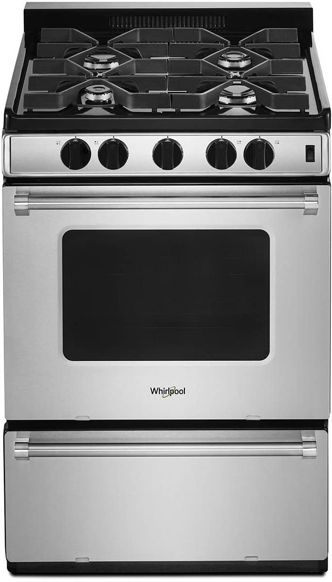 Whirlpool 24" Stainless Steel Freestanding Gas Range with Sealed Burners, ADA Compliant